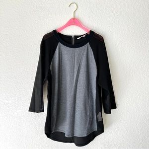 Rachel Rachel Roy Mesh Sleeve Gray Long Sleeve Top Size Large